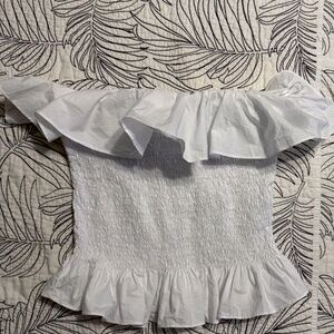 Large Zara Strapless poplin top White